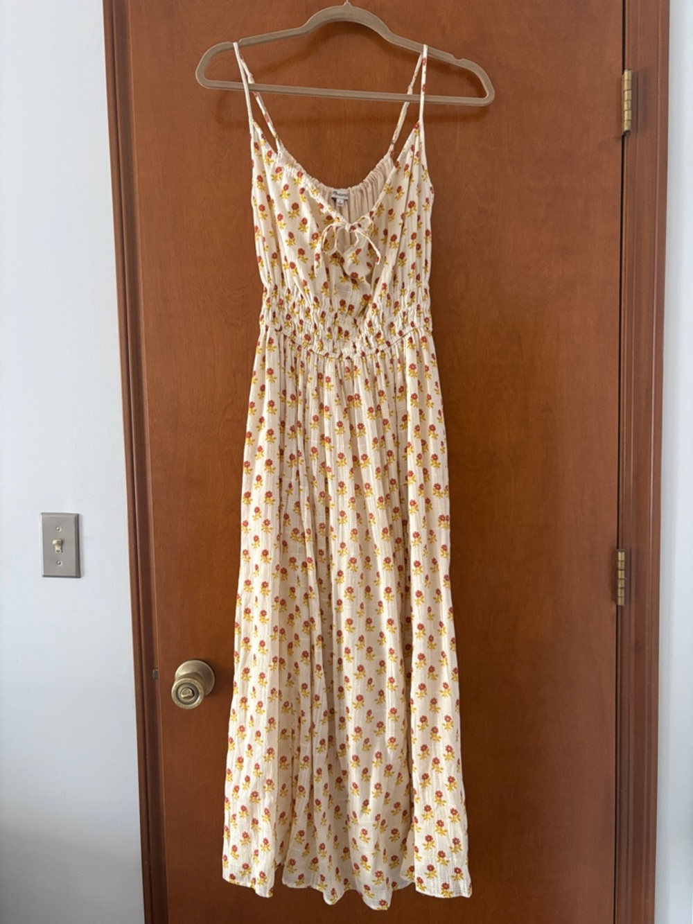Madewell Cream Maxi Dress with Yellow & Pink Floral